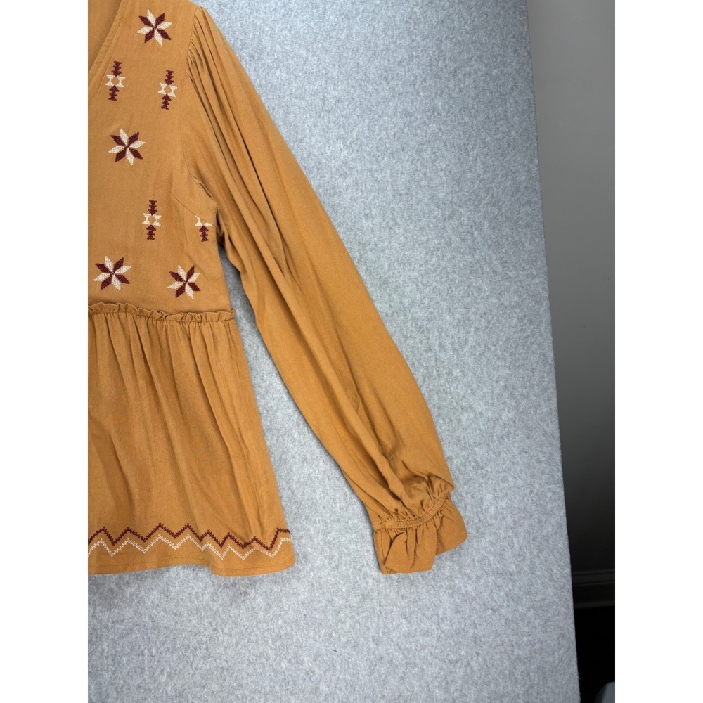 NWT HEYSON V NECK EMBROIDERED BABYDOLL BLOUSE Cider embroidered lightweight boho - Picture 6 of 11